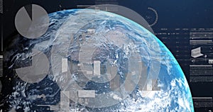 Image of data processing and diagrams over globe