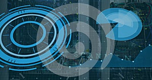 Image of data processing on digital screen over servers