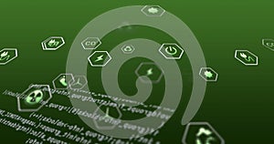 Image of data processing and ecology icons on green background