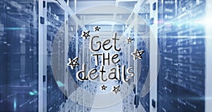 Image of data processing and get the details text over server room