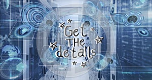 Image of data processing and get the details text over server room
