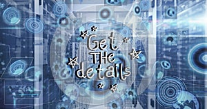 Image of data processing and get the details text over server room