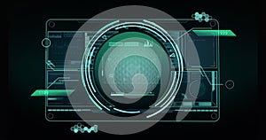 Image of data processing and golf ball over black background