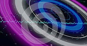 Image of data processing on grid over black background