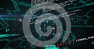 Image of data processing and grid over black background