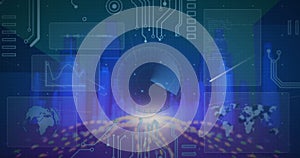 Image of data processing in metaverse space on digital screen