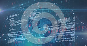 Image of data processing and network of connections over globe