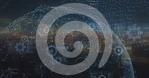 Image of data processing and network of connections over globe