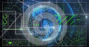 Image of data processing and network of connections over globe