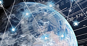 Image of data processing and network of connections over globe