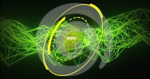 Image of data processing and nft text over black background
