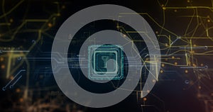 Image of data processing over black background