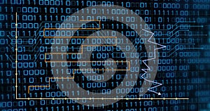 Image of data processing over blue background