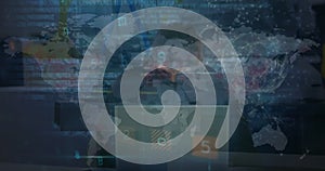 Image of data processing over businessman in office