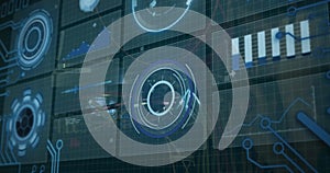 Image of data processing over cables of computer server