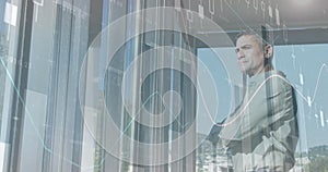 Image of data processing over caucasian businessman in office