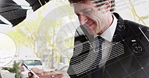 Image of data processing over caucasian businessman in office