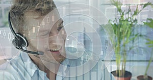 Image of data processing over caucasian businessman in office