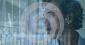 Image of data processing over caucasian businessman in office