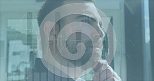 Image of data processing over caucasian businessman in office