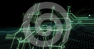Image of data processing over computer circuit board