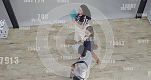 Image of data processing over diverse business people in office