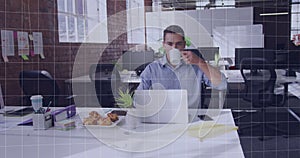 Image of data processing over diverse business people in office