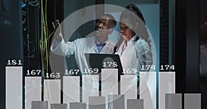 Image of data processing over diverse it engineers and computer servers