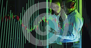 Image of data processing over diverse it engineers by computer servers