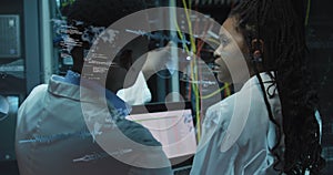 Image of data processing over diverse it technicians by computer servers
