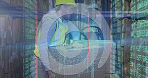 Image of data processing over diverse workers in warehouse