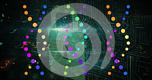 Image of data processing over dna strands and padlock