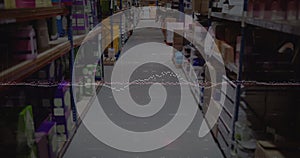 Image of data processing over empty warehouse photo