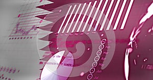 Image of data processing over flag of bahrain