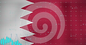 Image of data processing over flag of bahrain