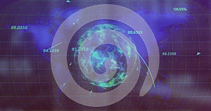 Image of data processing over globe and world map