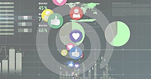 Image of data processing over grey background