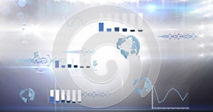 Image of data processing over grey background