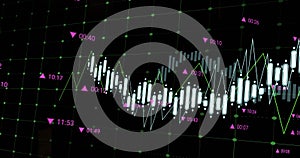 Image of data processing over grid network against black background