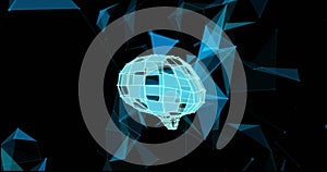 Image of data processing over human brain and connections