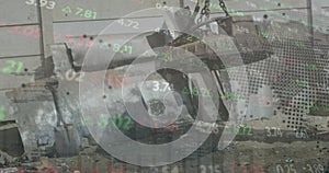 Image of data processing over junkyard