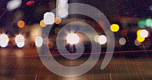 Image of data processing over night cityscape