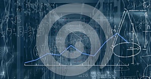 Image of data processing over server room