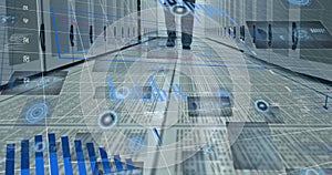 Image of data processing over server room