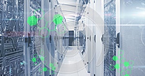 Image of data processing over server room