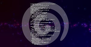 Image of data processing over spots on black background