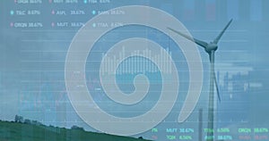 Image of data processing over wind turbine