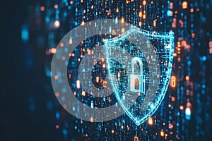 Image of data processing and padlock. Computer security day and celebration concept digitally generated image