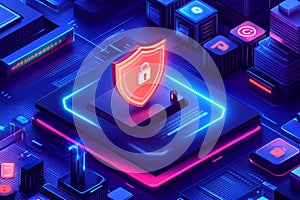 Image of data processing and padlock. Computer security day and celebration concept digitally generated image