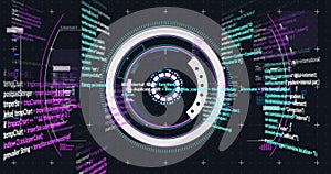 Image of data processing and scope scanning on black background